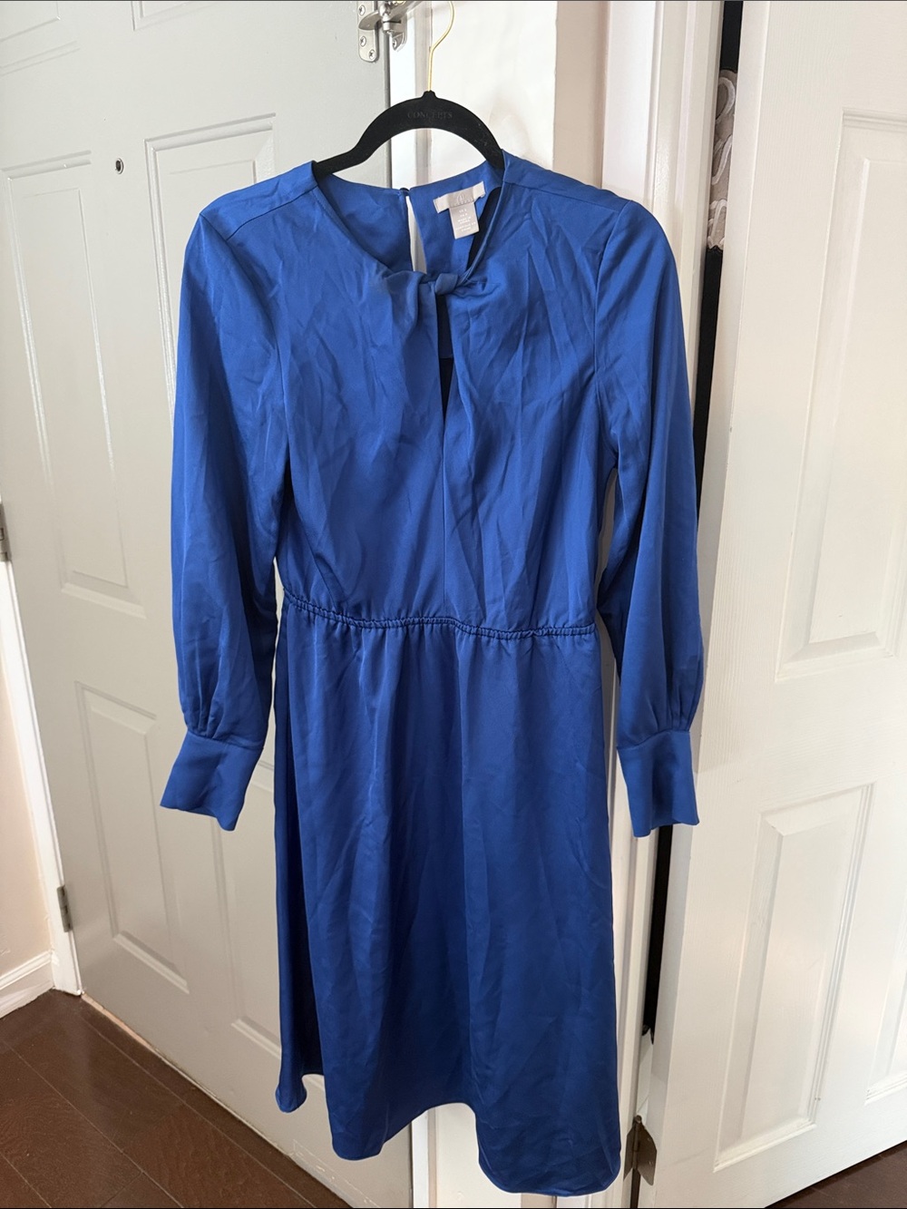 H&M Royal Blue Midi Dress with Tie Detail